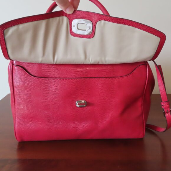 COACH Pinnacle Harper grenadine red embossed lizard tote bag satchel EUC 23572 - Picture 6 of 16